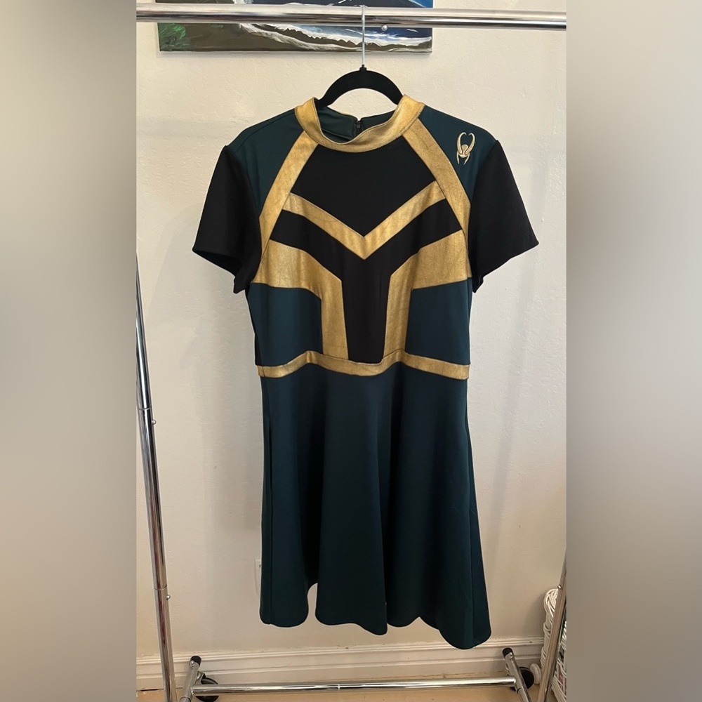 Her Universe Marvel Loki Mock Neck Mesh Inset Panel Dress